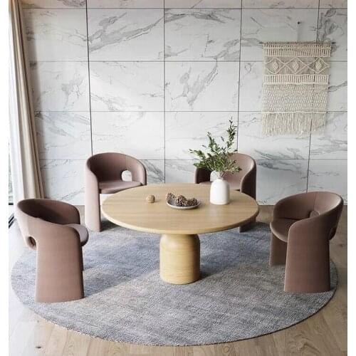 Chinafurniture dining chair Nordic light luxury high-end villa sales office flannel small apartment living room chair