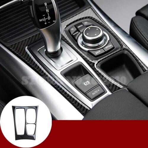 Carbon Fiber Console Gear Shift Box Panel Trim Cover For BMW X5 E70 2008-2013 X6 E71 2009-2014 Car accesories interior Car Trim