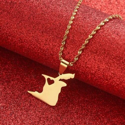 Trinidad and Tobago Map Heart Pendant Necklace Gold Color Jewelry