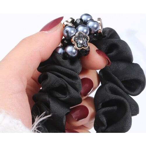 Pearls Hair Ties Handmade Ponytail Holder Scrunchies Vintage Elastic Hair Bands Beads Rubber Rope Women Hair Accessories