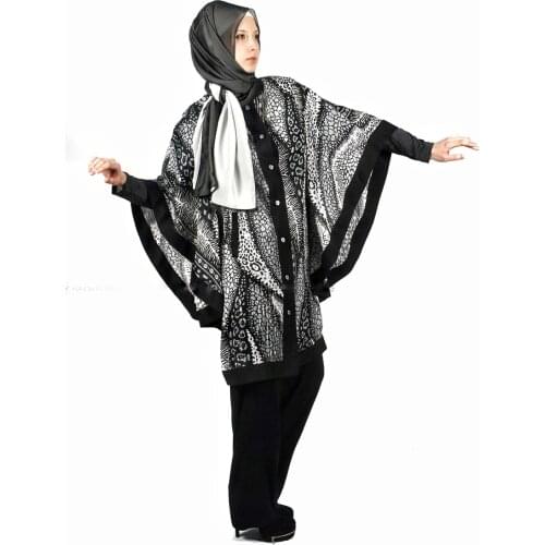 Tunic Trousers Set Women Solid Long Shirts Muslim Blouse Sleeve Blusas Female Button Tops Plus Size robe Pants Reis