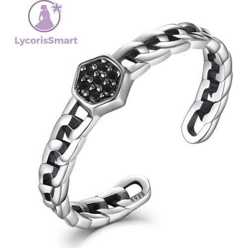 LycorisSmart Authent 100% Sterling Silver 925 Sky Stars Open Rings Free Size Band Cuff Adjustable Ring Women&Lady Jewelry