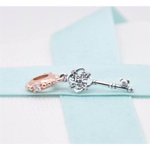 Winter My Mouse Key Heart pendant Charm 925 Sterling Silver Charms Fit Beads Bracelets Necklaces DIY Christmas Gift Fine Jewelry