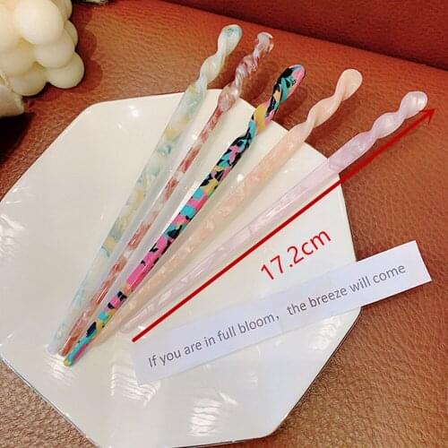 1PC Korea Vintage Marbling Pattern Hair Sticks Acetate Hairpins for Women Hair Accessories Hair Clips