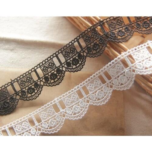 10Yds Lace Accessories Clothing Flowers White Black Embroidery Wedding Decoration Diy Sewing Water Soluble Fabric Trim 25mm