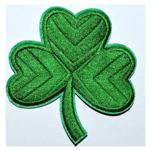 3 leaf clover St. Patricks day irish shamrock three applique iron on patch (Size is about 7.8 * 8 cm)