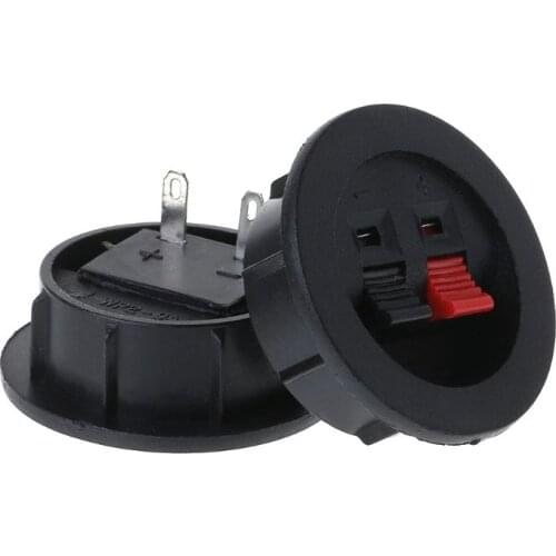 2PCS Speaker Terminal Board Plate Round 2 Way Spring Clip Binding Spring Post Cup Push Type