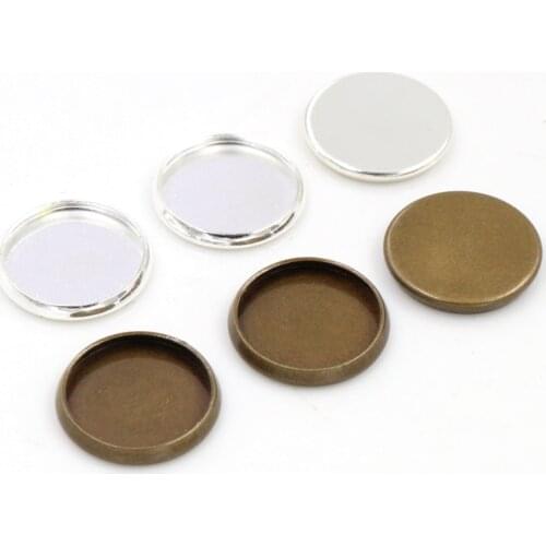 20pcs/lot 10mm 12mm Inner Size Stainless Steel Silver Plated Bronze Simple Style Cabochon Base Cameo Setting Charms Pendant Tray