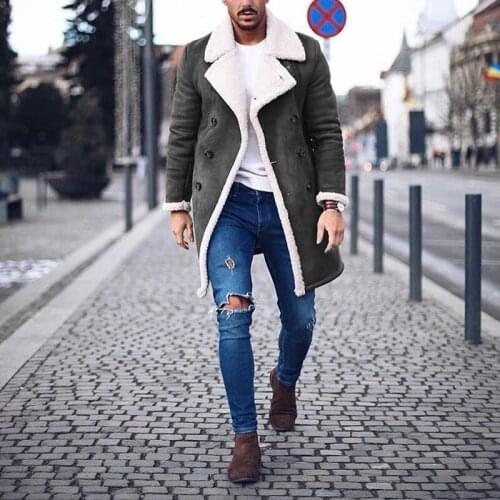 2020 Male Winter Wool Fleece Long Overcoat Outerwear New Mens Warm Suede Coat Men Brown Long Trench jacket M-3XL