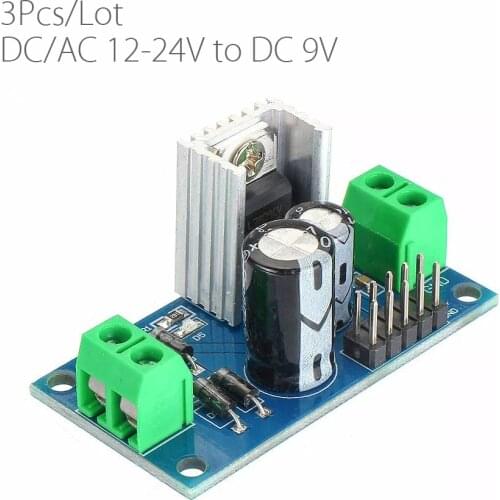 3pcs/lot LM7809 DC/AC 12-24V to 9V DC Output Three Terminal Voltage Regulator Power Supply Step Down Module 1.2A