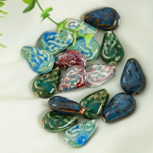 5 PCS 27x18mm Water Drop Ceramic Beads DIY Loose Beads Handmade Porcelain Spacer Beads For Jewelry Accessories Wholesale