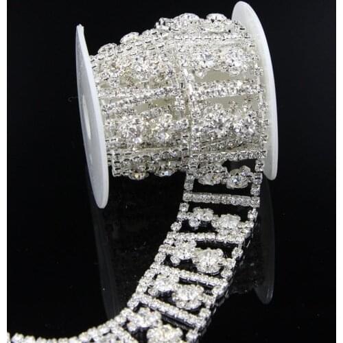 5Yards Rhinestones Trims Close Chain Crystal for Head Band DIY Beads Jewelry Crystals Golden Silver Rose Gold