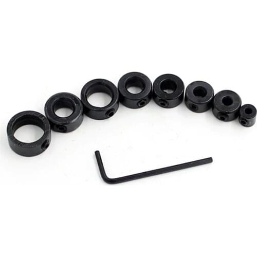 8pcs Drill Bit Shaft Depth Stop Collars Ring Set 3-16mm Woodworking Drills DIY Stop Collar Controls Drilling Depth HexWrench