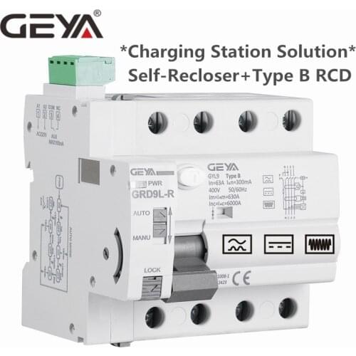 GEYA Self Recloser Control Mode with Type B RCD Special for Car Charging Station Use DC Current Smart Breaker NEW ENERGY