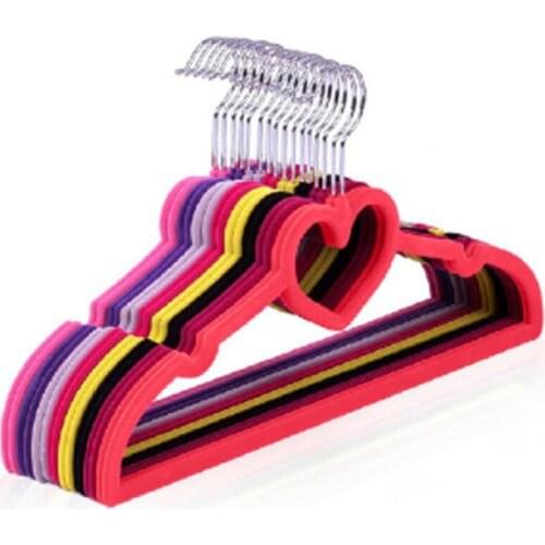 Premium Flocked Heart-Shaped Velvet Clothes Hangers Space-Saving No Slip Hangers 100pcs/lot lin4696