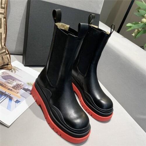 Motorcycle Boots Women Genuine Leather Round Toe Mature Casual Ankle ZIP Black Low Heel Thick Bottom Hot New ROME Winter Shoes