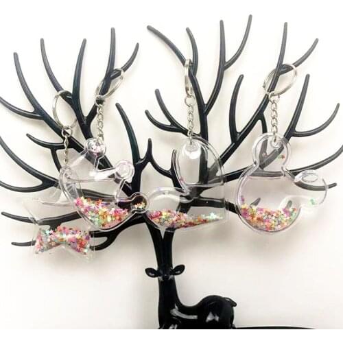 Cute Keychain Glitter Quicksand Star Heart Key Chain Women Llaveros Mujer Car Bag Powder Moving Liquid Key Ring Jewelry Gifts