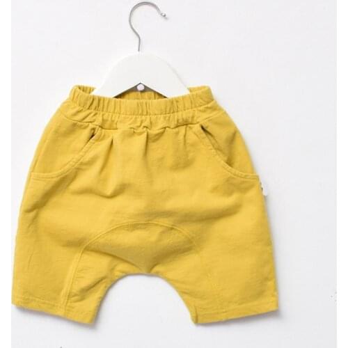 Boys Pants Kids summer Trousers Clothes knitted Children Pants for Baby Boys Shorts loose beach solid candy yellow grey green