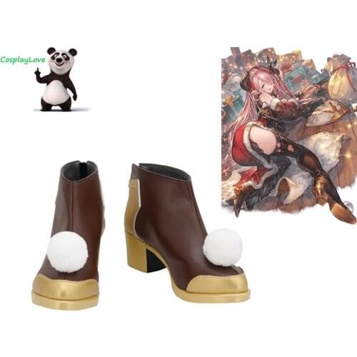 CosplayLove Granblue Fantasy Narmaya MAO Christmas Brown Cosplay Shoes Long Boots PU Leather Custom Made
