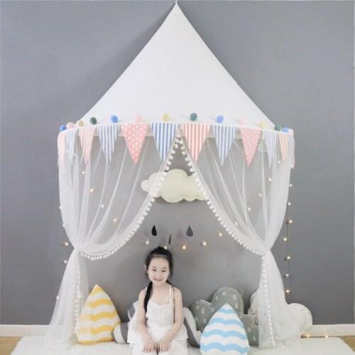 Kids Play House Tent Baby Mosquito Net Bed Canopy Portable Crib Nursery Curtains for Bedroom Girls Boys Decorative Wall Hanging