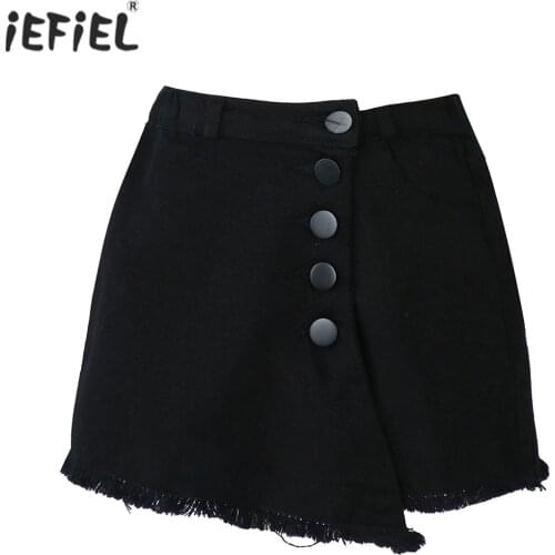 Kids Denim Skirts Shorts For Girls Children Summer Fashion Irregular Hem Jeans Skirt Shorts 6 8 10 12 14 Years Teens Outfit