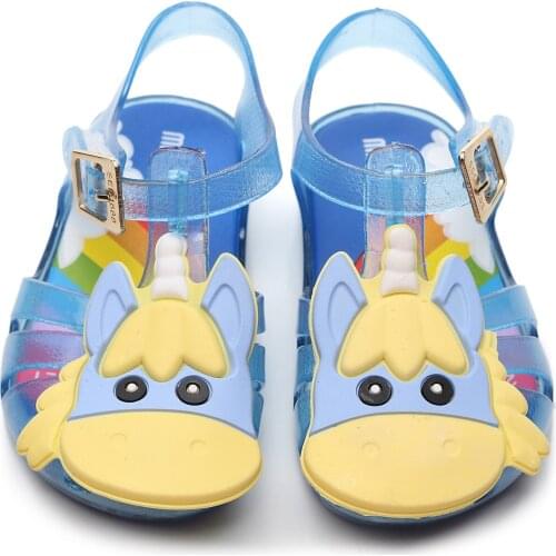 Kids Sandals Summer Melissa Princess Girls Sandals Children Shoes New Cut-outs Soft Cartoon Fashion Bow Baby Girls Beach Shoes
