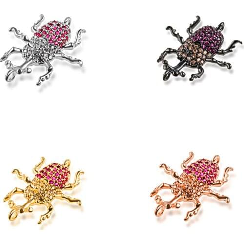DIY cute insect pendant necklace connector jewelry accessories diy miniature precision inlay cubic zircon bracelet gift