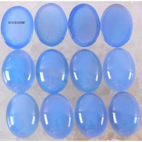 For Jewelry Making Pendant Bracelet Earrings 15x20MM Oval Natural Stone Beads Blue Onyx CAB Cabochon 5Pcs K1537