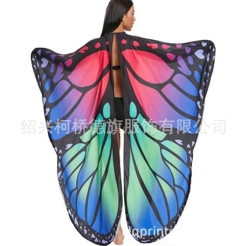 Factory Halloween cape gradient color print butterfly wings cape shawl