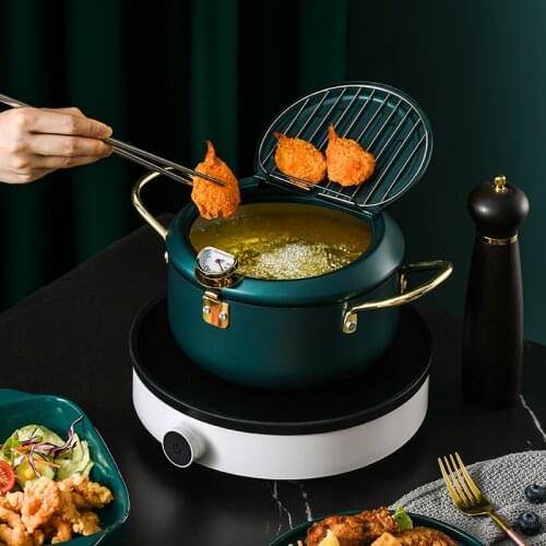 Tempura Deep Fryer Restaurant Lid With Thermometer Non Stick Mini Fritter Twist Temperature Control Kitchen Chicken Fryer