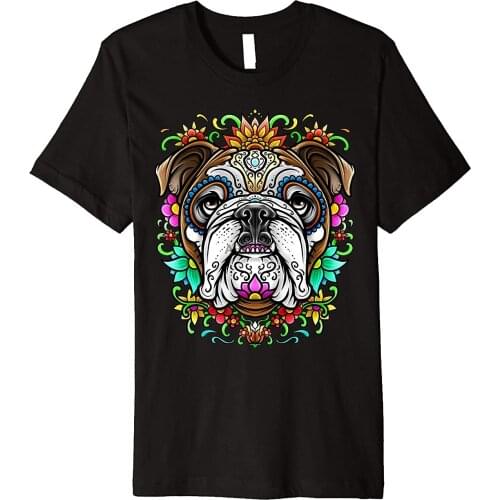 Bulldog Day of the Dead Dia De Los Muertos Dog Sugar Skull Premium T-Shirt