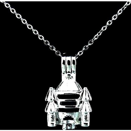 GLOWCAT K404 Cute Castle Shaped Beads Cage Locket Pendant Necklace Aromatherapy Essential Oil Birthday Gift Necklaces Jewelry