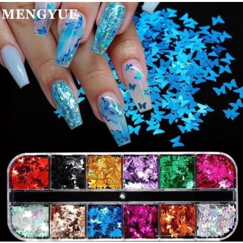 Holographic Butterfly Heart Multi Shape Laser Symphony Butterfly Sequins 3D Colorful Sequins Manicure Nail Art Decoration