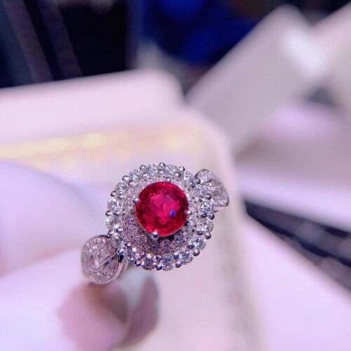 H1206 Ruby Ring Fine Jewelry Solid 18K Gold Nature Unheat Red Ruby 1.05ct Diamonds Rings for Women Fine Presents
