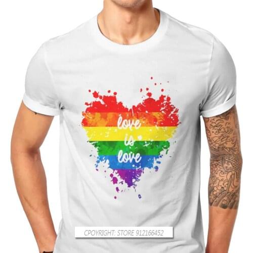 Love Is Love Heart Hipster TShirts LGBT Pride Month Lesbian Gay Bisexual Transgender Men Cotton Fabric Streetwear T Shirt O Neck