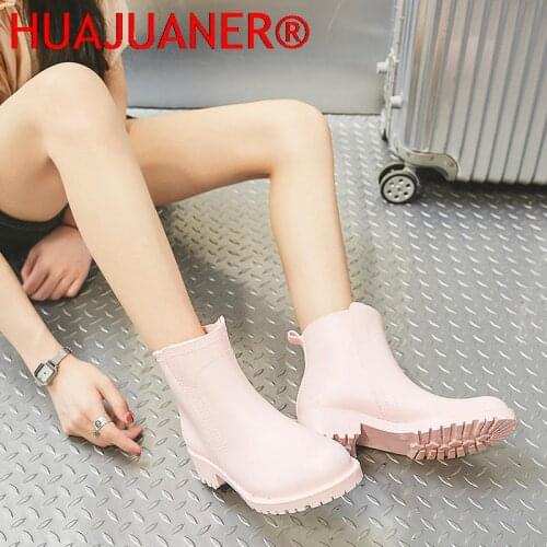 New Low-heeled PVC Classic Non-slip Waterproof Wild Casual Comfortable Fashion Trend Daily Female Rain Boots Three Colors