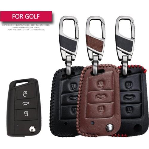 Leather Car Key Case Cover For Volkswage VW Polo 2016 Golf 7 MK7 Bora Protection Key Shell Skin Bag Only case