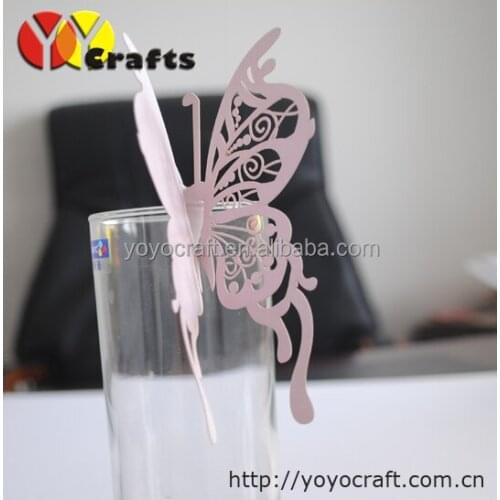 Best sale new designs laser cut butterfly shape beautiful wineglass place card