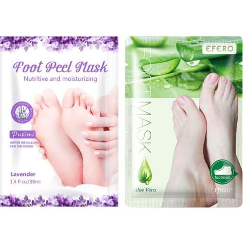 E65F 2 Bags Aloe Vera Foot Mask Peeling for Legs Feet Masks Scrub Exfoliating Socks Pedicure Anti Crack Heel