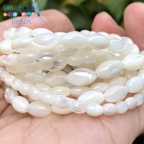 Natural White Oval Barrel Shell Mother Of Pearl Loose Spacer Beads For Jewelry Making DIY Bracelet Necklace Handmade 5x8mm