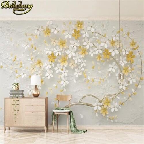 Beibehang Custom Flower embossed golden tree wallpapers for living room papel parede background 3D wall paper painting wallpaper