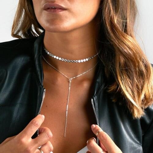 Crystal Choker Necklace Jewelry Simple Tassel Chains Necklace Gothic Punk Jewelry For Women #229161