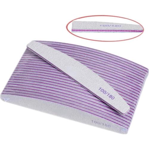 10Pcs Wood Nail File 100/180 180/240 Professional Double Side Nail Art Moon Style Sanding Buffer Files Grey Sandpaper Nail File