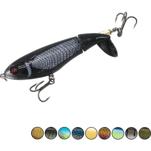 Topwater Floating Lure Rotating Tail Popper Artificial Hard Bait Whopper Plopper Fishing Tackle