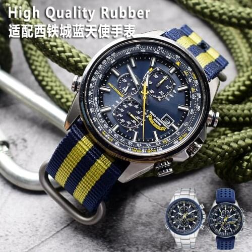 Nylon Watch Strap for Citizen City Air Eagle Blue Angel At8020 Jy8078 Second Generation NATO Nylon Watchband 22 23mm