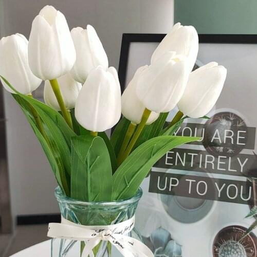 5 Heads Luxury Silicone Real Touch Tulips Bouquet Wedding Decorative Artificial Flowers Living Room Vases for Home Decoration