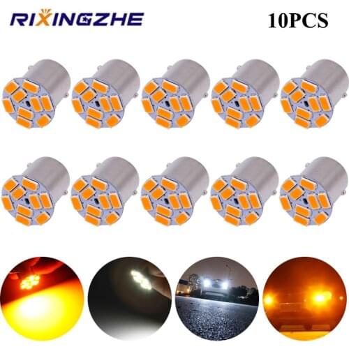 RXZ 12V/24V 10pcs BAU15S LED 1156 BA15SLED p21w py21w 5630 9 Smd Bulbs For Car Side Indicator Lamp Turn Signal Lights Amber