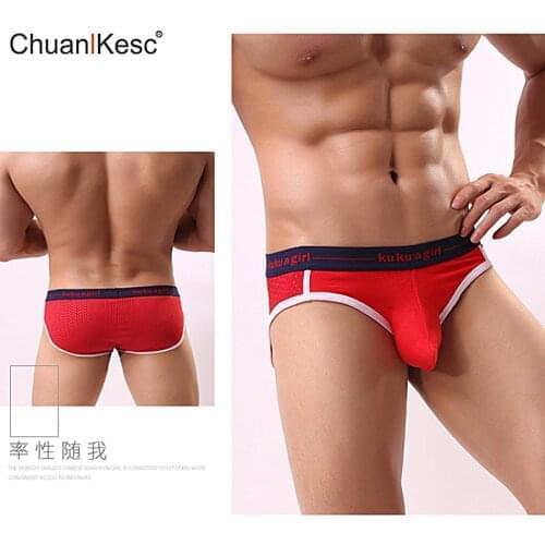 Sexy mens underwear breathable mesh protruding u-bag underwear low waist youth mens briefs hot selling sexy underwear