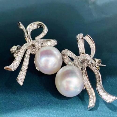 M126 Pure 925 Sterling Silver Water Drop Shape Round 8.5mm Fresh Water White Pearl Studs Earrings Women Fine Pearl Earrings