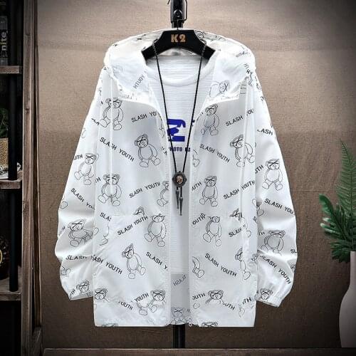 Sun Protection Hoodie Jacket Wind Breaker Jacket Men Printed Long Sleeve Zipper Clothes Casual Summer Thin Coat Casaco Masculino